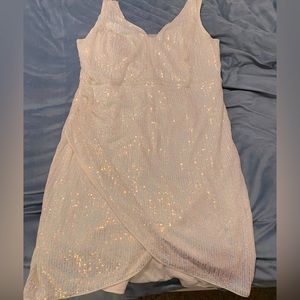 Fun, sexy, white sequin mini dress